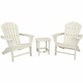 Polywood South Beach Sand Patio Set with Side Table and 2 Adirondack Chairs 633PWS1751SA